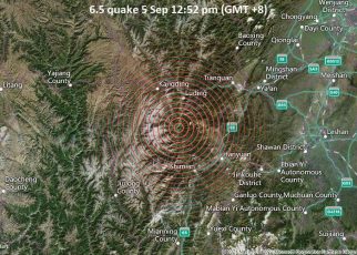 Gempa 6.8 Magnitudo Guncang Sichuan Cina