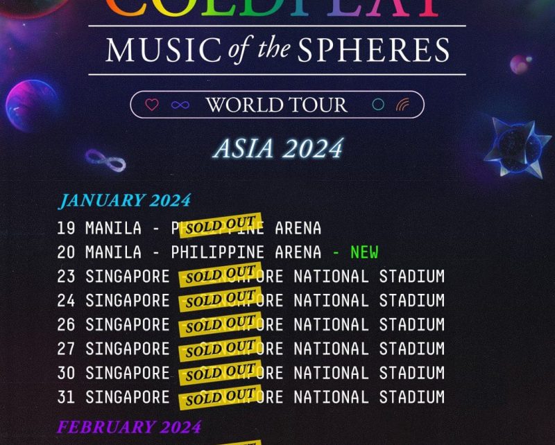 Tiket Coldplay Singapura Hari Keenam Ludes