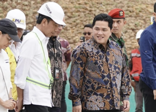 Erick Thohir bersama rombongan Presiden Jokowi di IKN