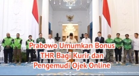 Prabowo Umumkan Bonus THR Bagi Kurir dan Pengemudi Ojek Online