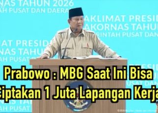 Prabowo : MBG Saat Ini Bisa Ciptakan 1 Juta Lapangan Kerja