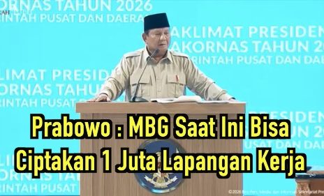 Prabowo : MBG Saat Ini Bisa Ciptakan 1 Juta Lapangan Kerja