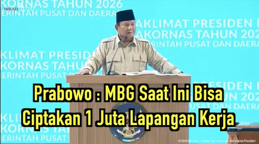 Prabowo : MBG Saat Ini Bisa Ciptakan 1 Juta Lapangan Kerja