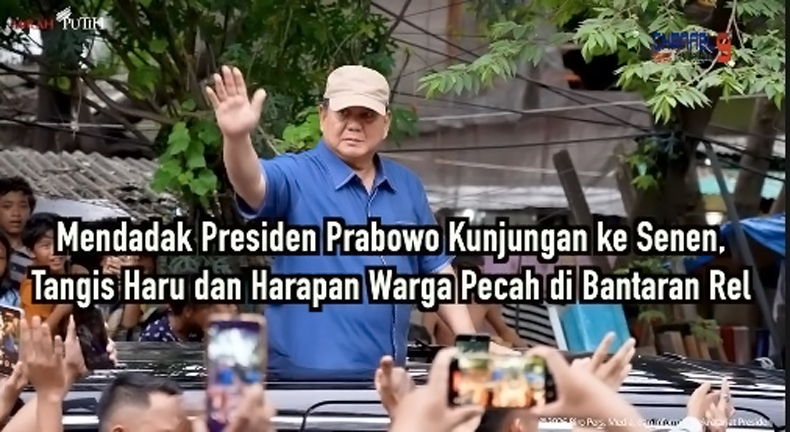 Mendadak Presiden Prabowo Kunjungan ke Senen, Tangis Haru dan Harapan Warga Pecah di Bantaran Rel