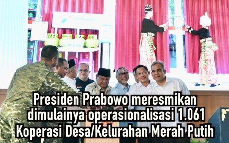 Presiden Prabowo meresmikan dimulainya operasionalisasi 1.061 Koperasi Desa/Kelurahan Merah Putih